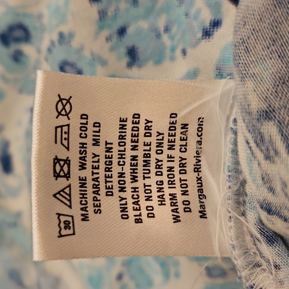 MARGAUX RIVIERA Aqua Patterned Short Sleeve V-Neck Blouson Shirt Dress - Picture 11 of 11